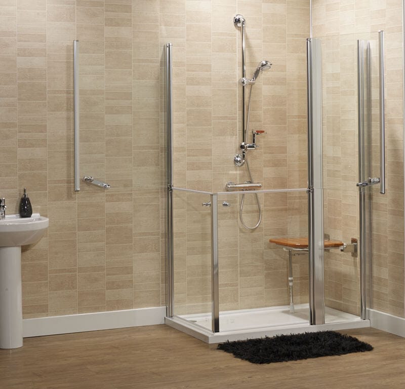 Baroness is a distinctive shower with hinged split screens
