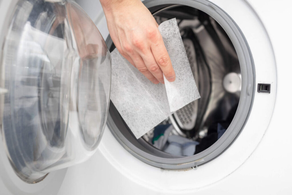 Dryer sheets going into washing machine drum