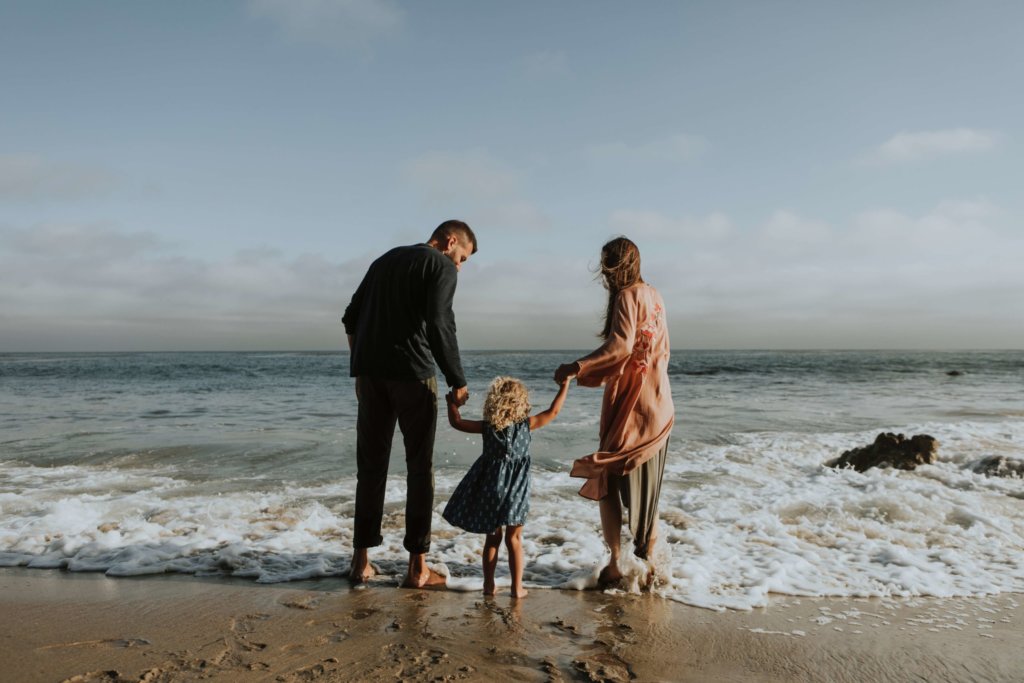 family on holiday at the beach