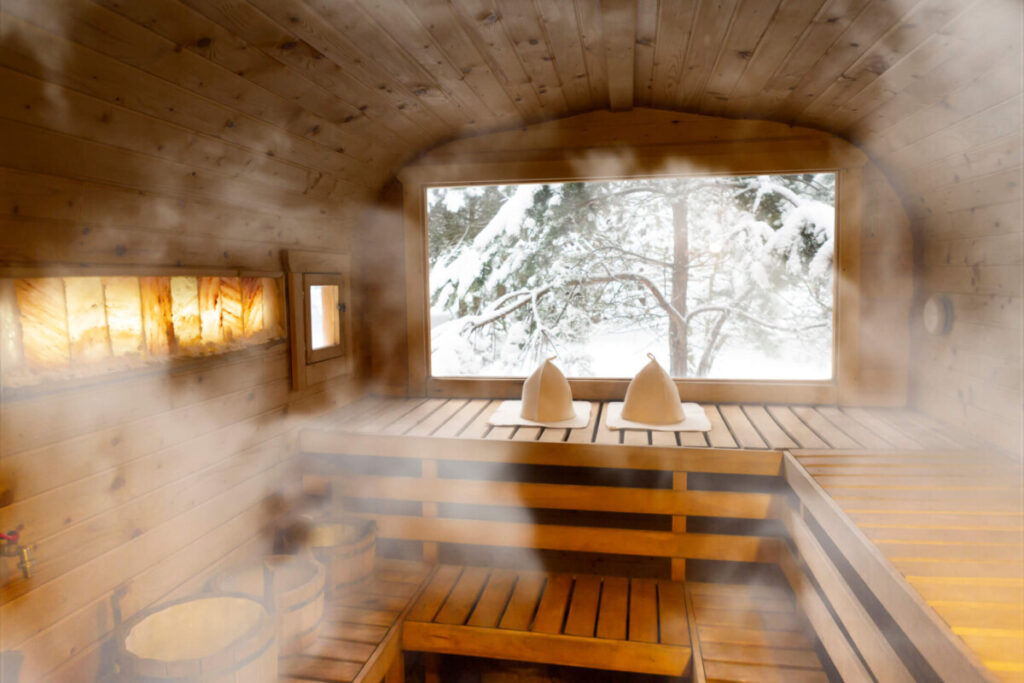 sauna room with steam